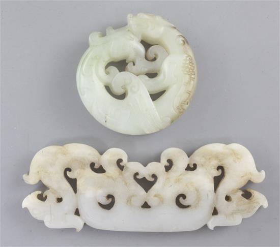 Two Chinese archaistic jade plaques,